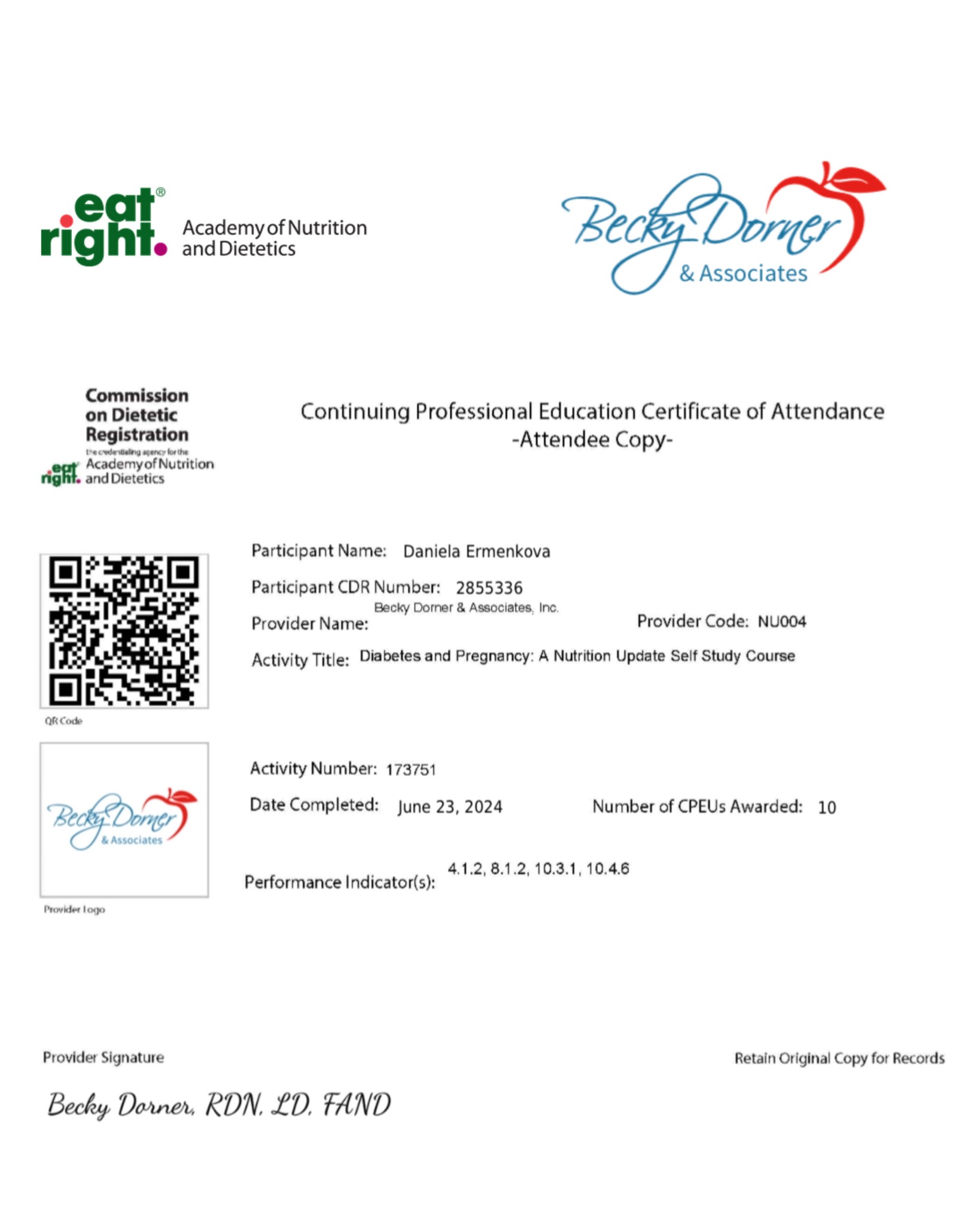 Diabetes and Pregnancy continuing education certificate